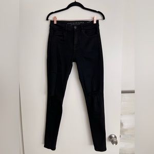 American Eagle High-Waisted Black Ripped Skinny Jeggings